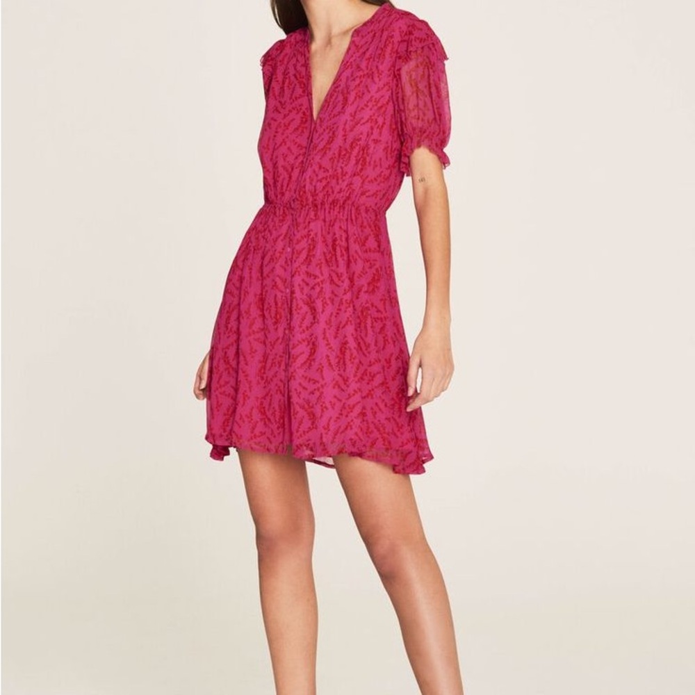 ba&sh Pink Ruched Wrap Mini Dress